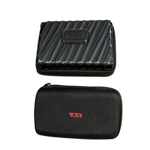 Lot of 2 Tumi for Delta 7" Hard Shell Amenity Kit Zip Travel Case Toiletry Black